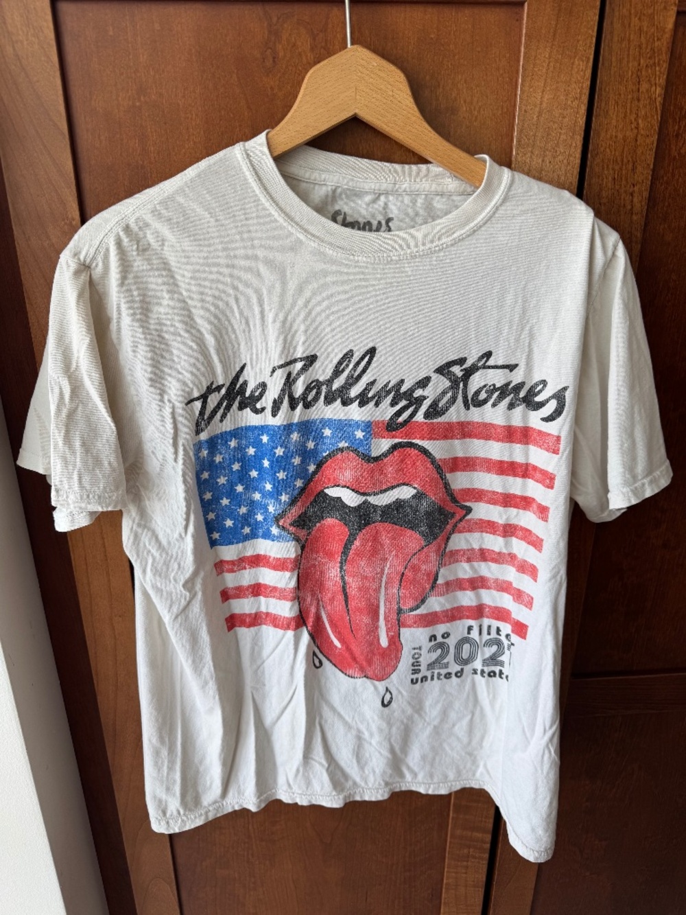 Rolling Stones White Tongue US Flag T-Shirt Medium 2021 No Filter US Tour